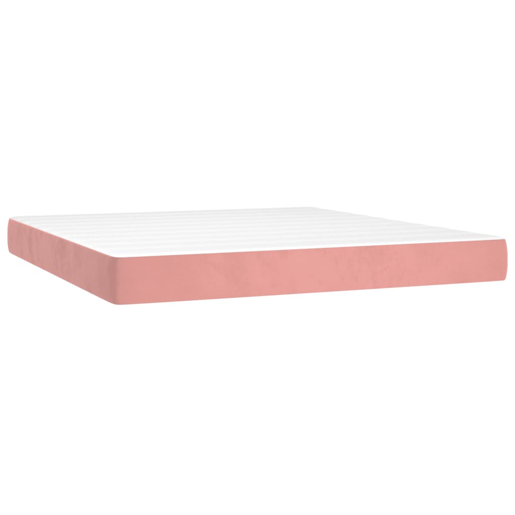 vidaXL Ramsäng med madrass rosa & LED 160x200 cm sammet