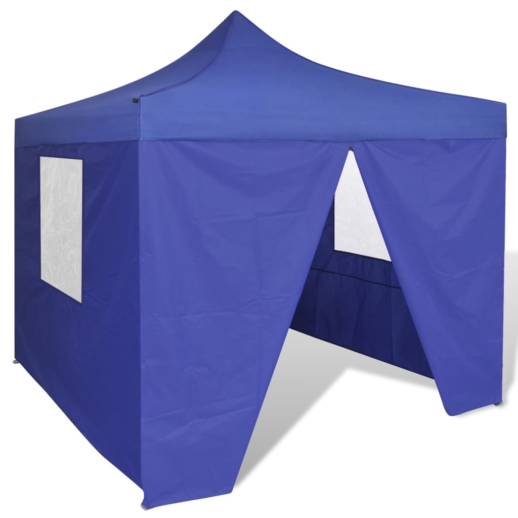 vidaXL Blått hopfällbart tält 3 x 3 m med 4 väggar