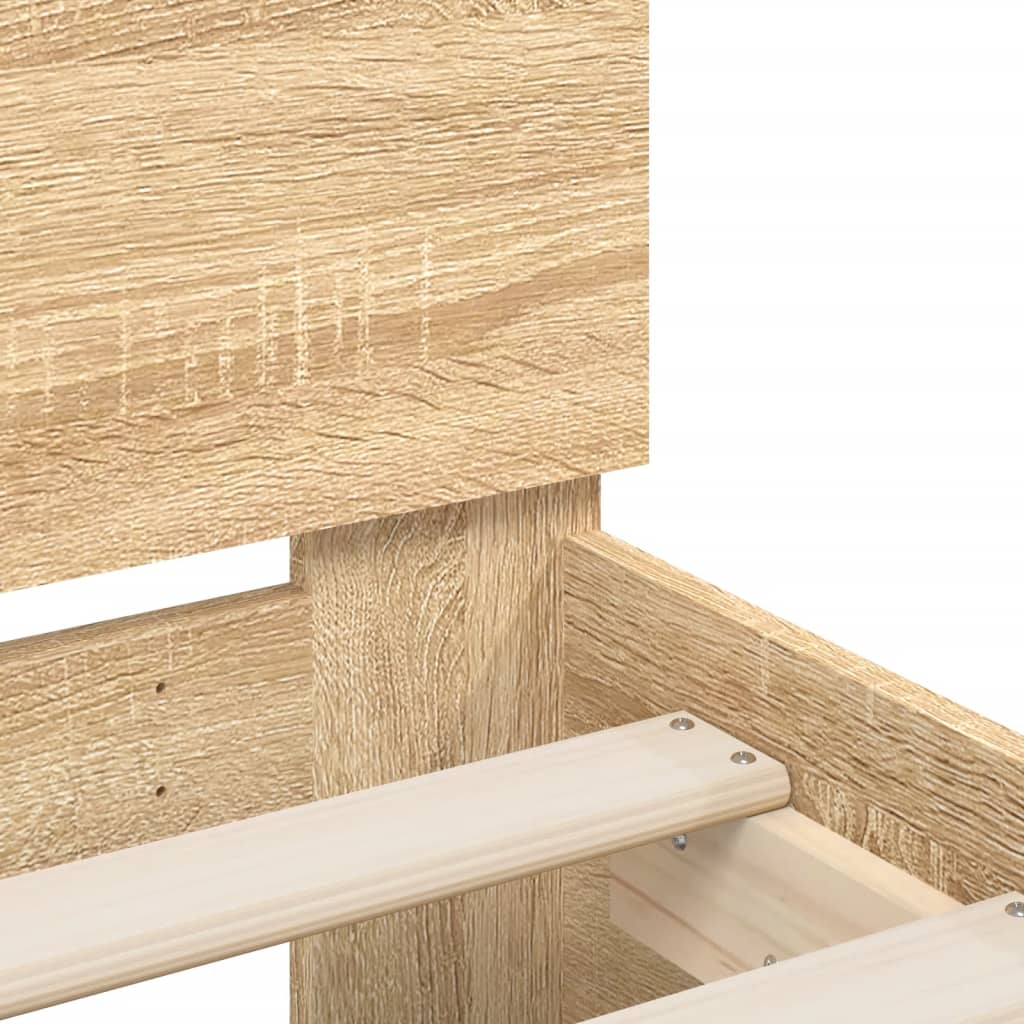 vidaXL Sängram med huvudgavel sonoma-ek 160x200 cm konstruerat trä