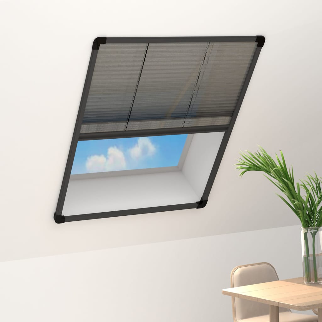 vidaXL Plisserat insektsnät för fönster antracit 80x100 cm aluminium