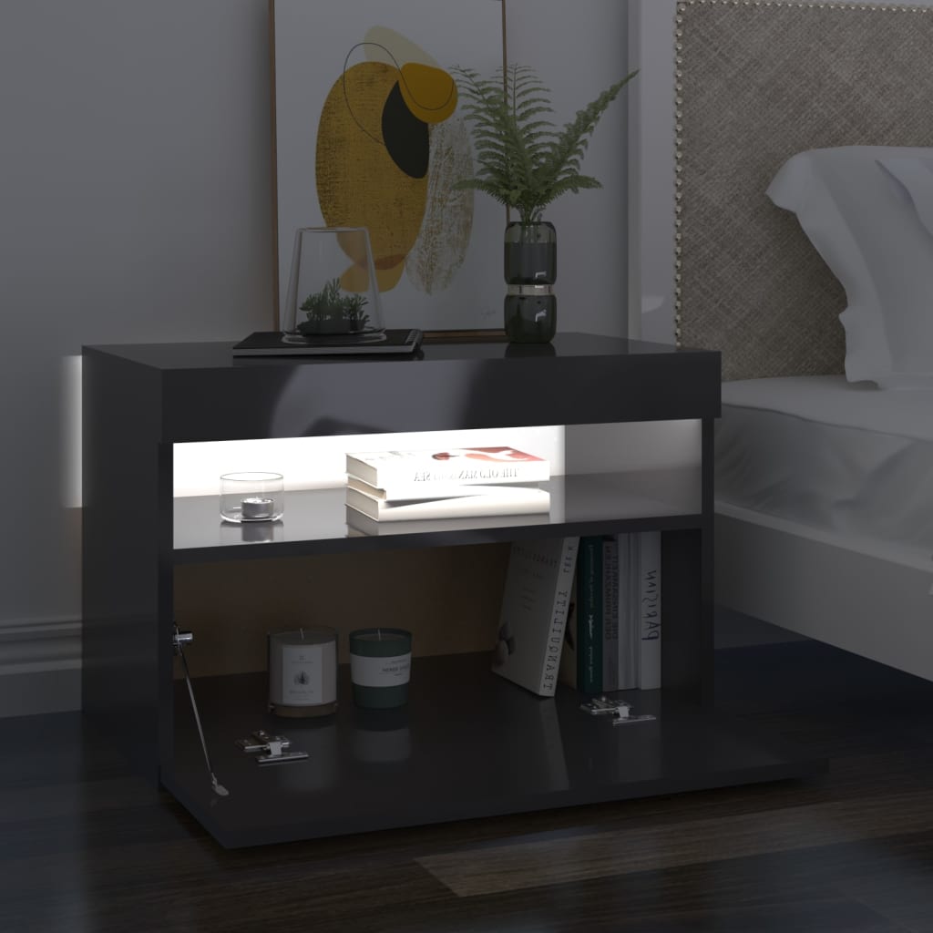vidaXL TV-bänk med LED-belysning 2 st grå högglans 60x35x40 cm