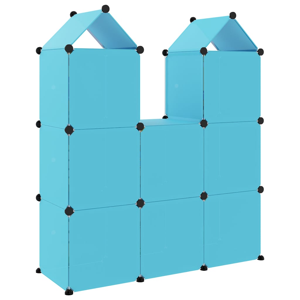 vidaXL Kubformade förvaringsskåp för barn 8 kuber blå PP