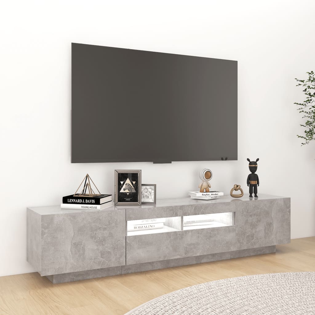 vidaXL TV-bänk med LED-belysning betonggrå 180x35x40 cm