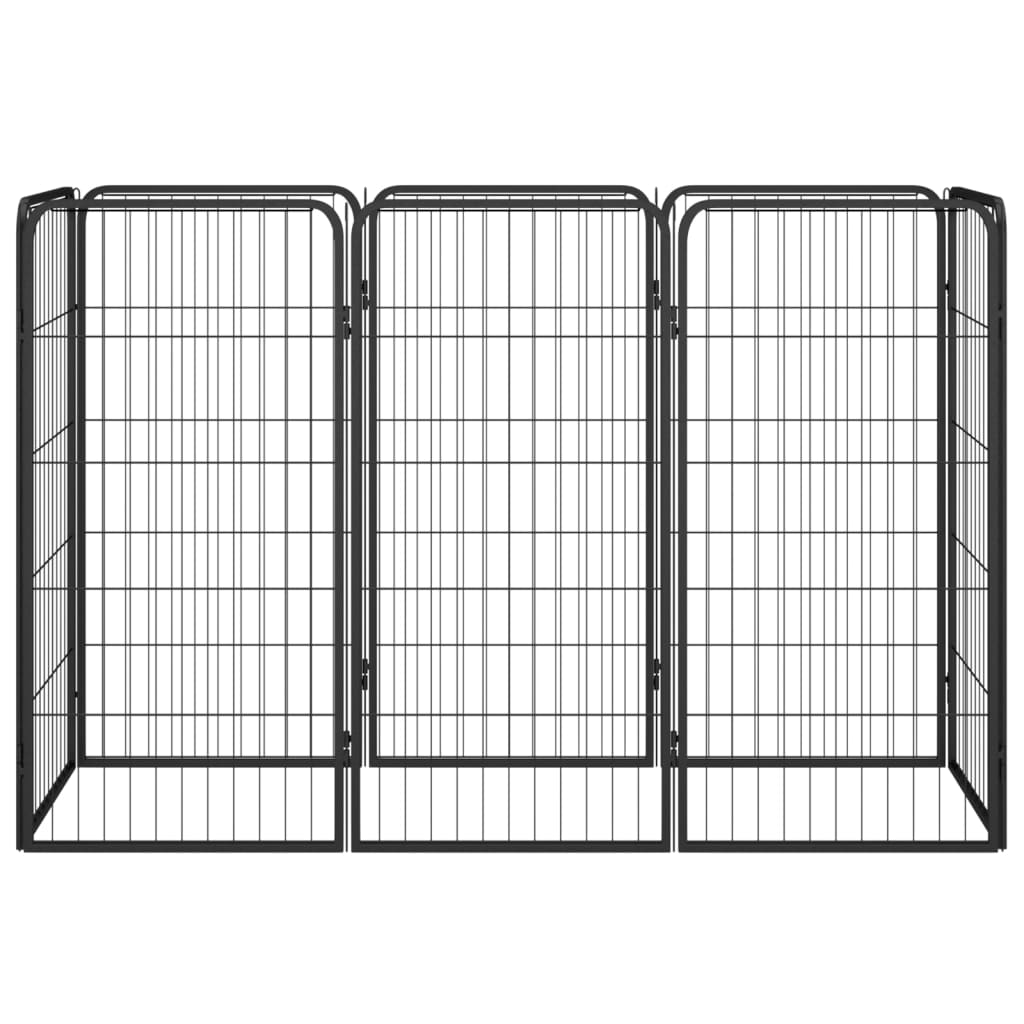 vidaXL Hundbur 8-paneler svart 50x100 cm pulverlackerat stål
