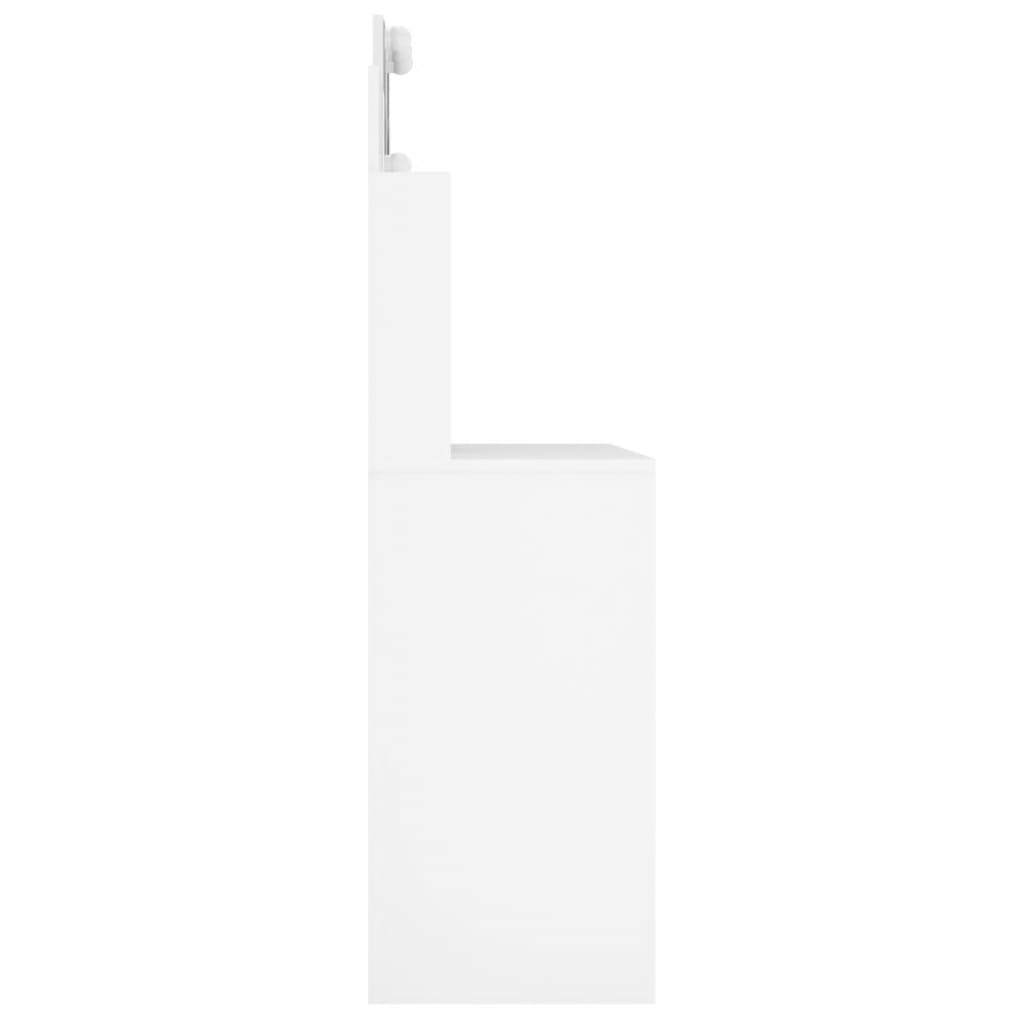 vidaXL Sminkbord med LED vit högglans 96x40x142 cm