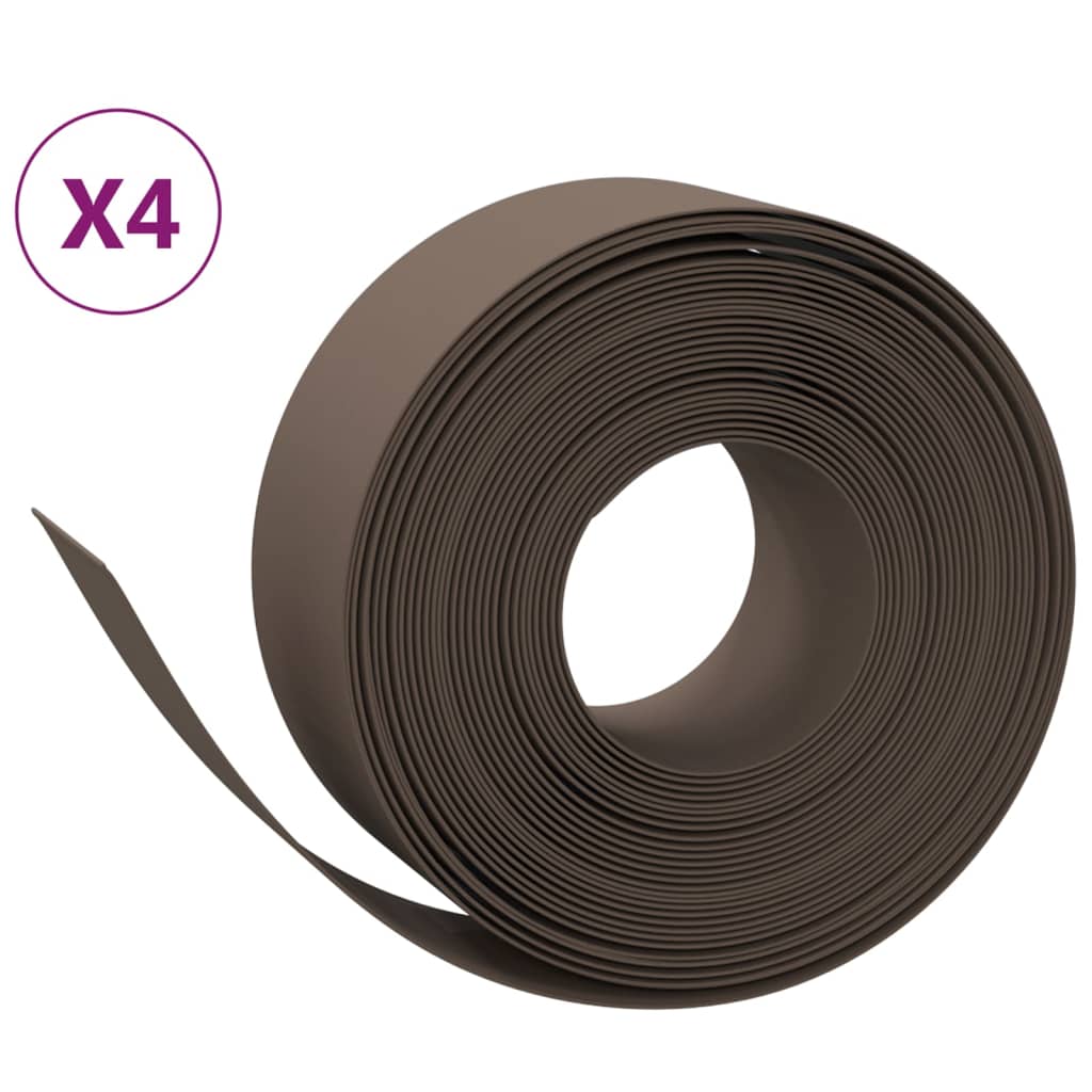 vidaXL Rabattkant brun 4 st 10 m 20 cm polyeten