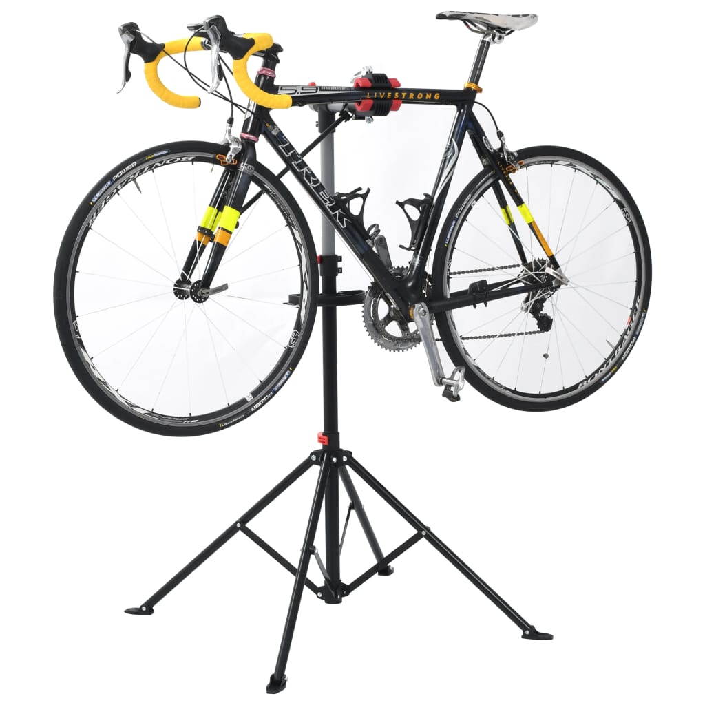 vidaXL Reparationsstativ för cykel 103x103x(115-200) cm stål svart