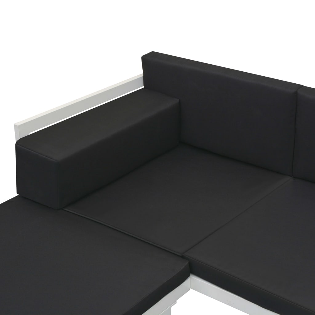 vidaXL Loungegrupp för trädgården med dynor 4 delar aluminium svart