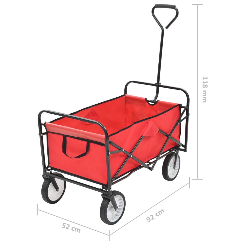 vidaXL Hopfällbar handvagn stål röd