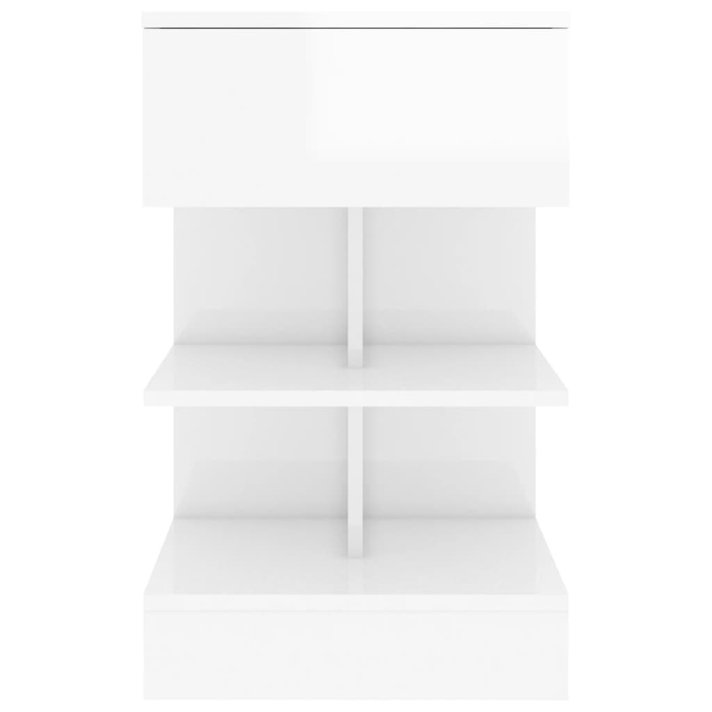 vidaXL Sängbord 2 st vit högglans 40x35x65 cm