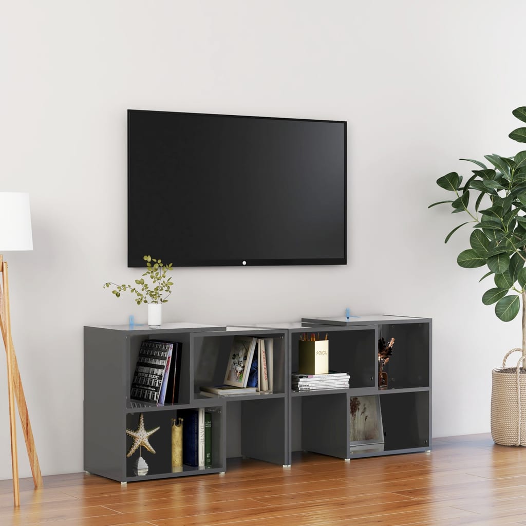 vidaXL TV-bänk grå högglans 104x30x52 cm konstruerat trä