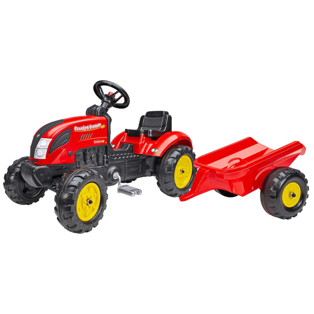 FALK Åkbil traktor med pedaler Country Farmer röd