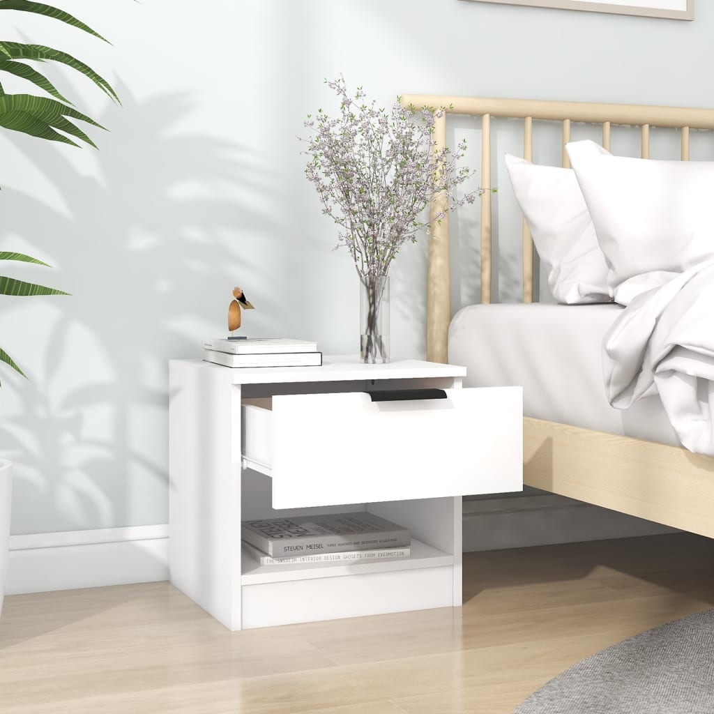 vidaXL Sängbord vit konstruerat trä