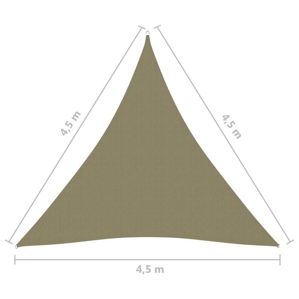 vidaXL Solsegel Oxfordtyg trekantigt 4,5x4,5x4,5 m beige