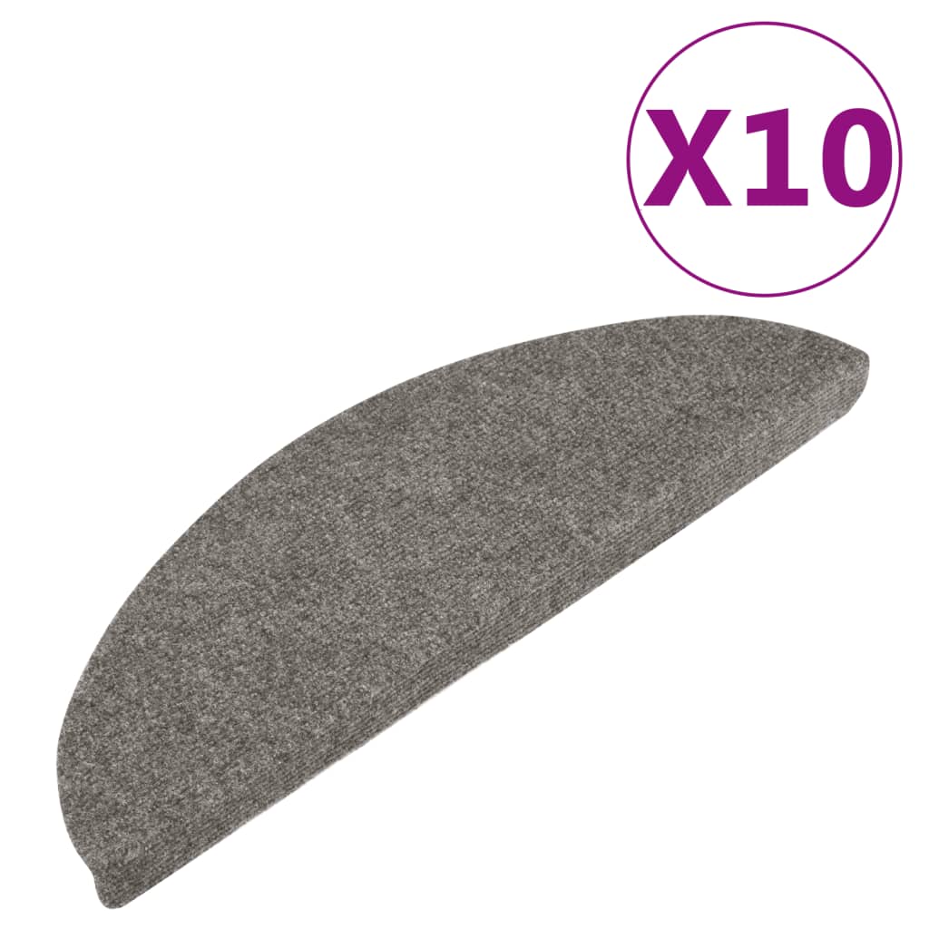 vidaXL Trappstegsmattor självhäftande 10 st grå 65x22,5x3,5 cm