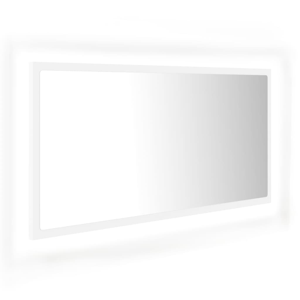vidaXL Badrumsspegel med LED vit 90x8,5x37 cm akryl