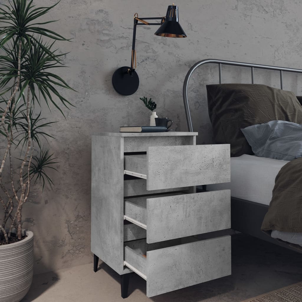 vidaXL Sängbord med metallben 2 st betonggrå 40x35x69 cm