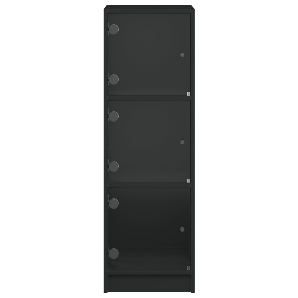 vidaXL Högskåp med glasdörrar svart 35x37x109 cm