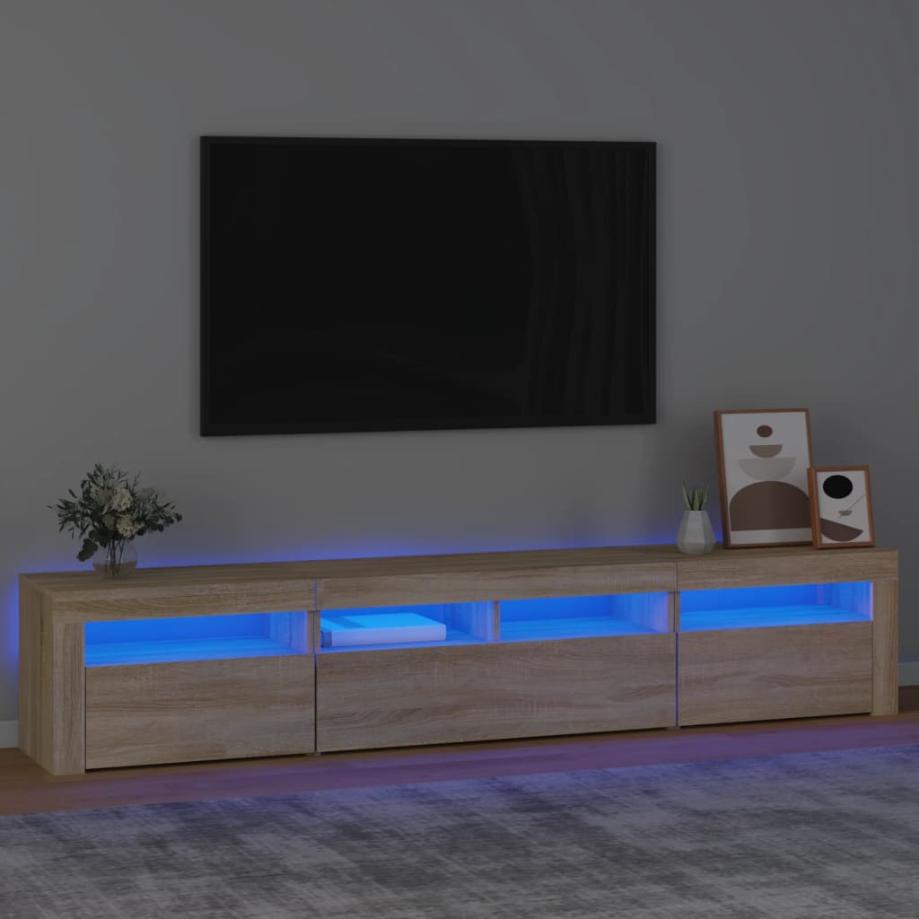 vidaXL Tv-bänk med LED-belysning sonoma ek 210x35x40 cm