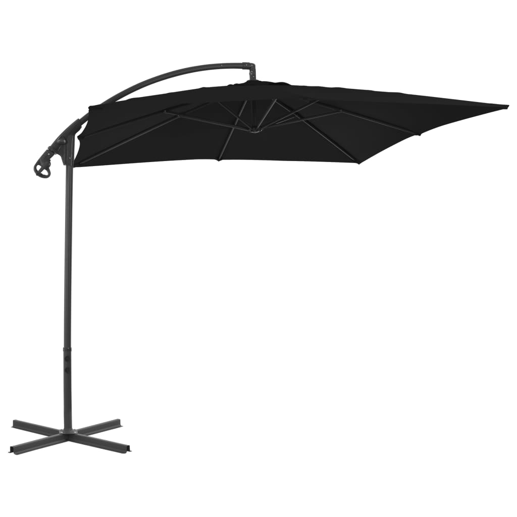 vidaXL Frihängande parasoll med stålstång 250x250 cm svart