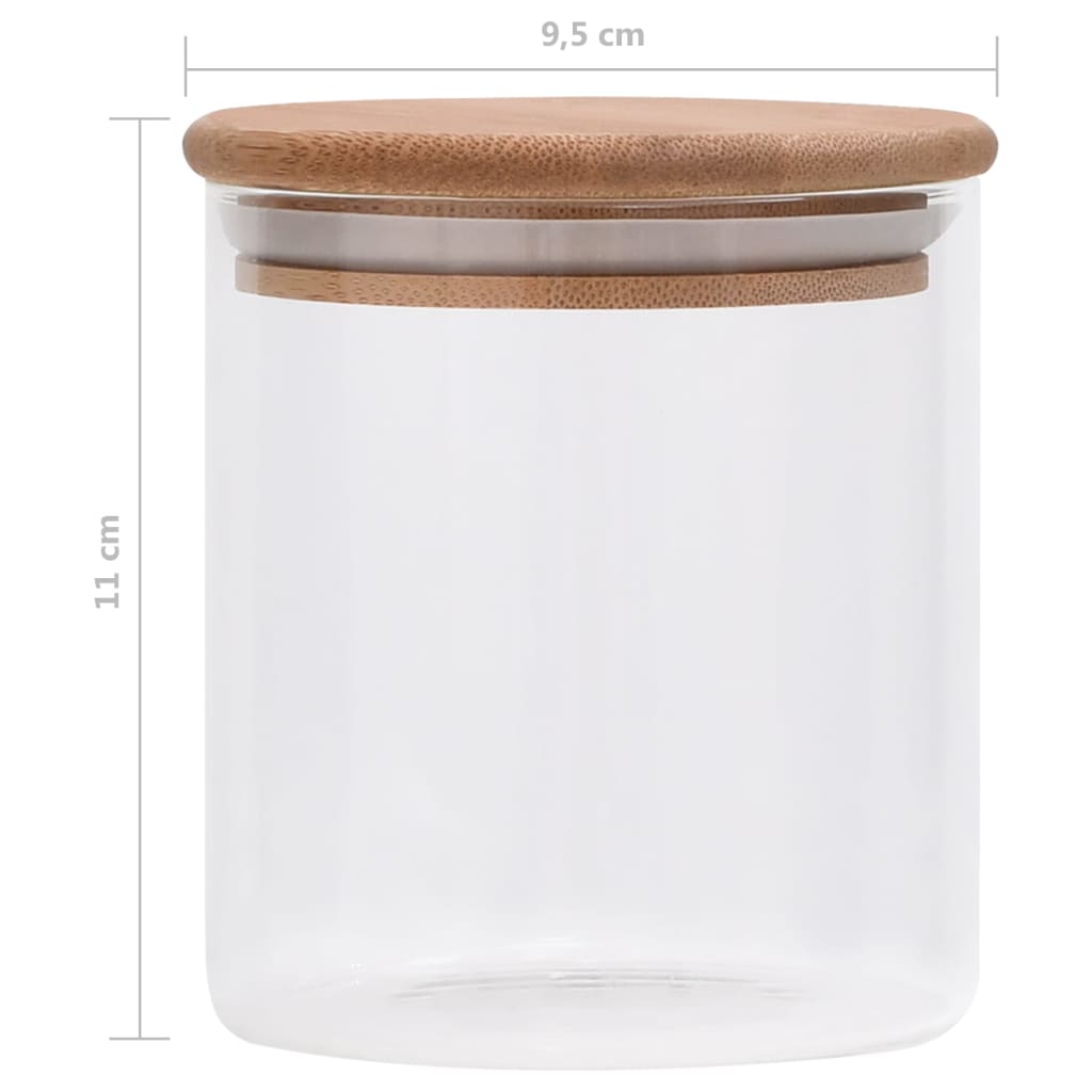 vidaXL Förvaringsburkar i glas med bambulock 10 st 600 ml