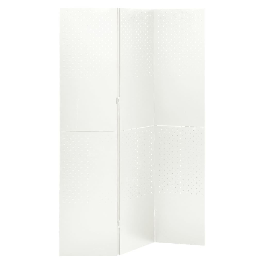 vidaXL Rumsavdelare 3 paneler vit 120x180 cm stål