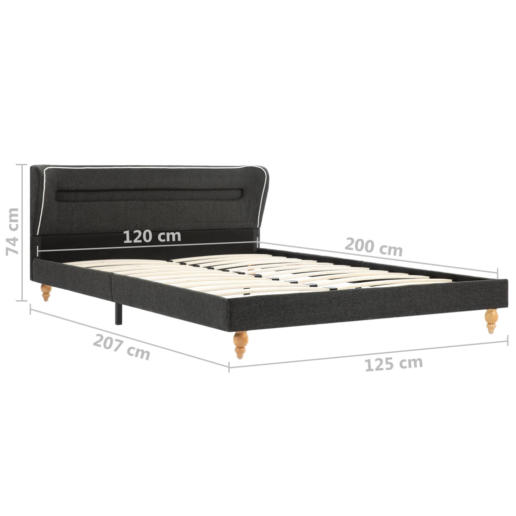 vidaXL Sängram med LED mörkgrå säckväv 120x200 cm