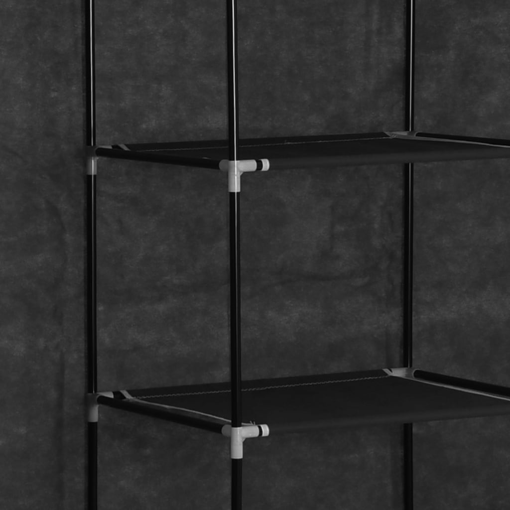 vidaXL Garderob med fack och stänger svart 150x45x175 cm tyg