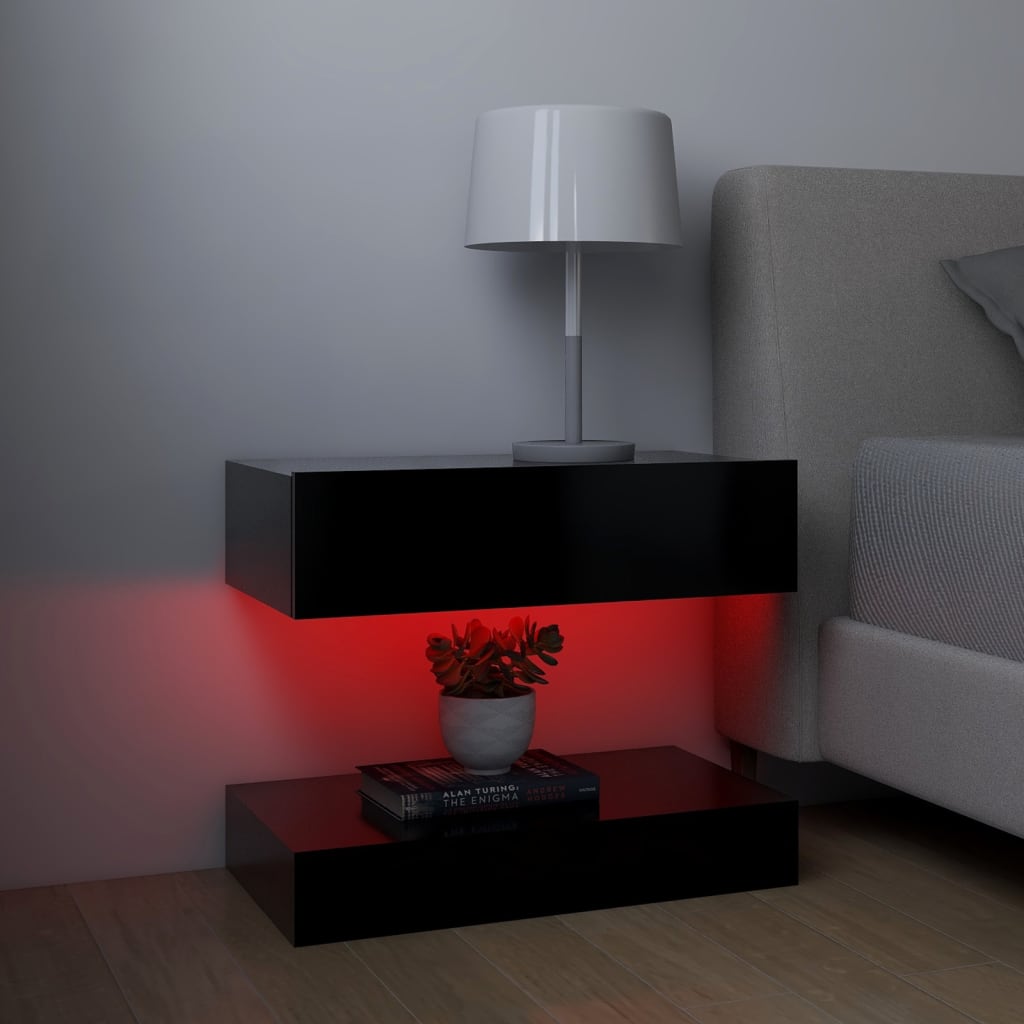 vidaXL TV-bänk med LED-belysning 2 st svart 60x35 cm