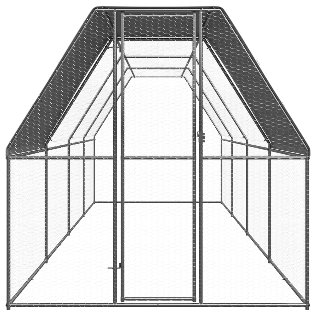 vidaXL Hönsbur för utomhusbruk 2x8x2 m galvaniserat stål