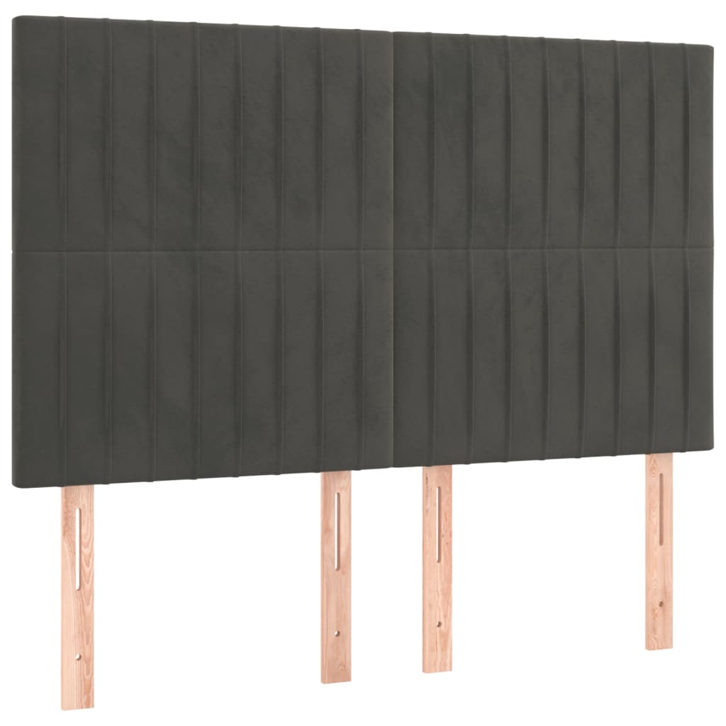 vidaXL Ramsäng med madrass & LED mörkgrå 140x190 cm sammet