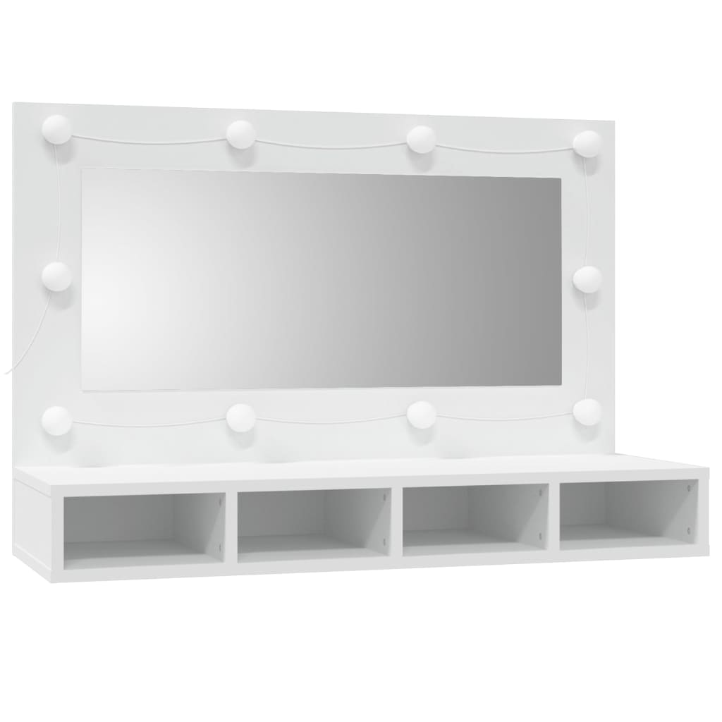 vidaXL Spegelskåp med LED vit 90x31,5x62 cm