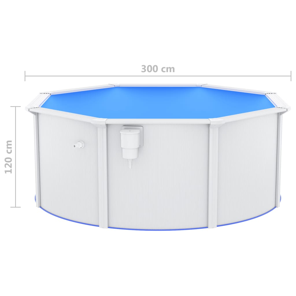 vidaXL Pool med stålväggar 300x120 cm vit