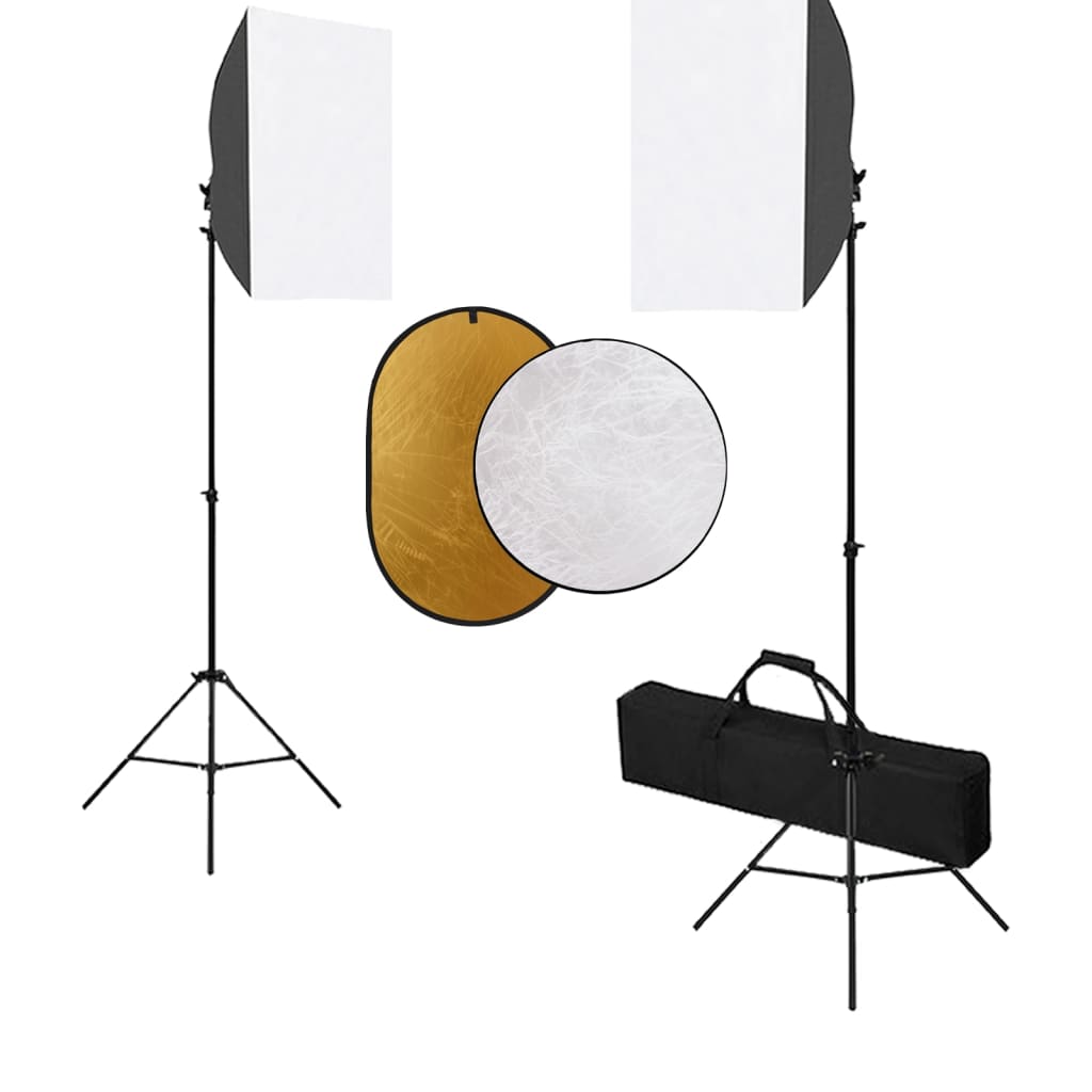 vidaXL Fotostudio med softbox-lampor och reflexskärm
