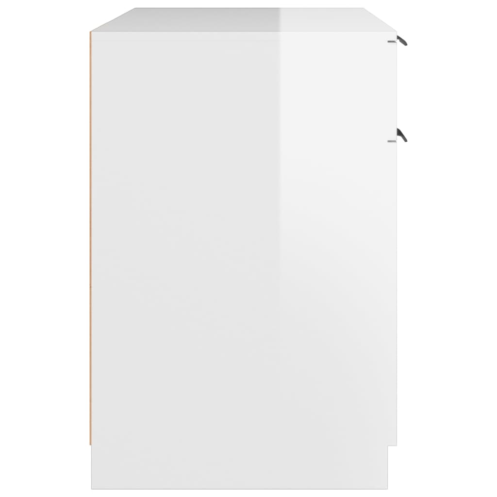 vidaXL Skrivbord vit högglans 100x50x75 cm konstruerat trä