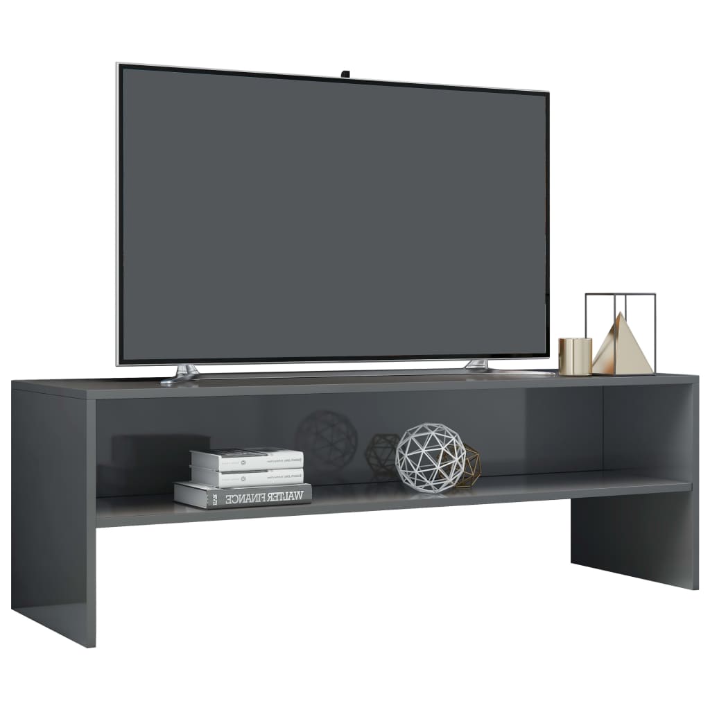 vidaXL TV-bänk grå högglans 120x40x40 cm konstruerat trä