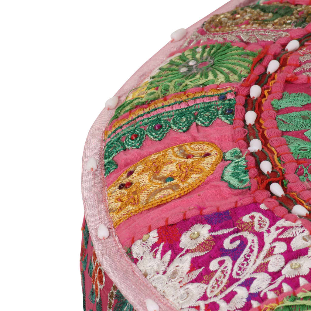 vidaXL Sittpuff med lappmönster rund bomull handgjord 40x20 cm rosa