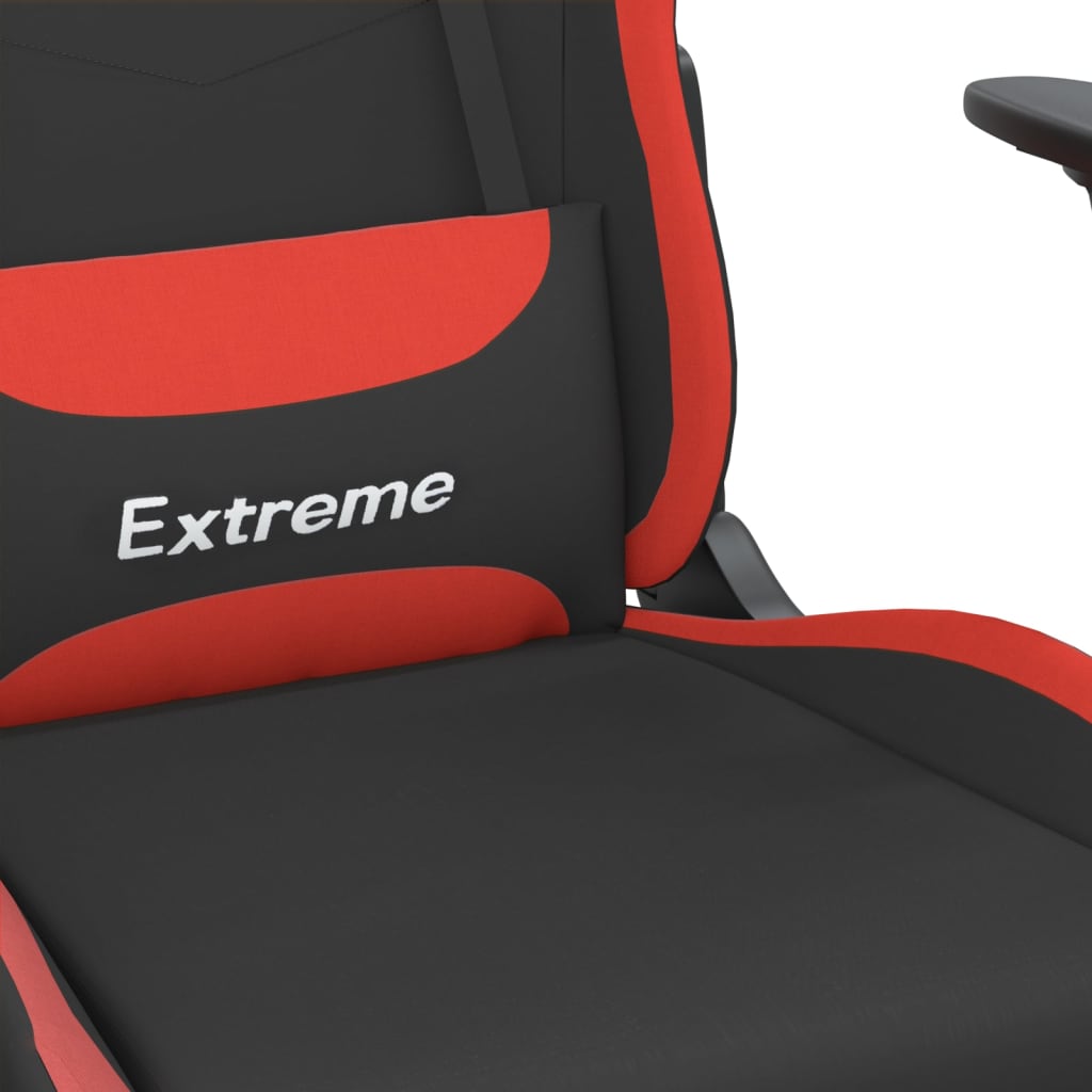 vidaXL Gamingstol med fotstöd och massage svart och röd tyg