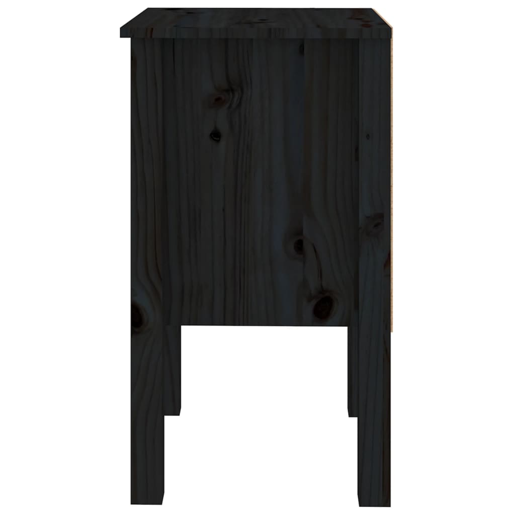 vidaXL Sängbord svart 40x35x61,5 cm massiv furu