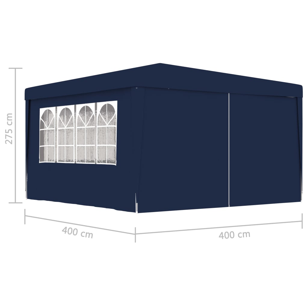 vidaXL Professionellt partytält med väggar 4x4 m blå 90 g/m²