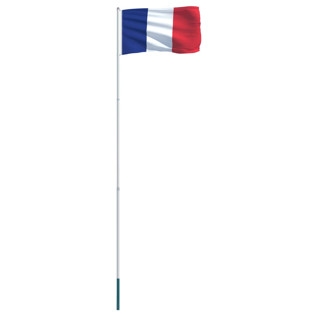 vidaXL Frankrikes flagga och flaggstång i aluminium 4 m