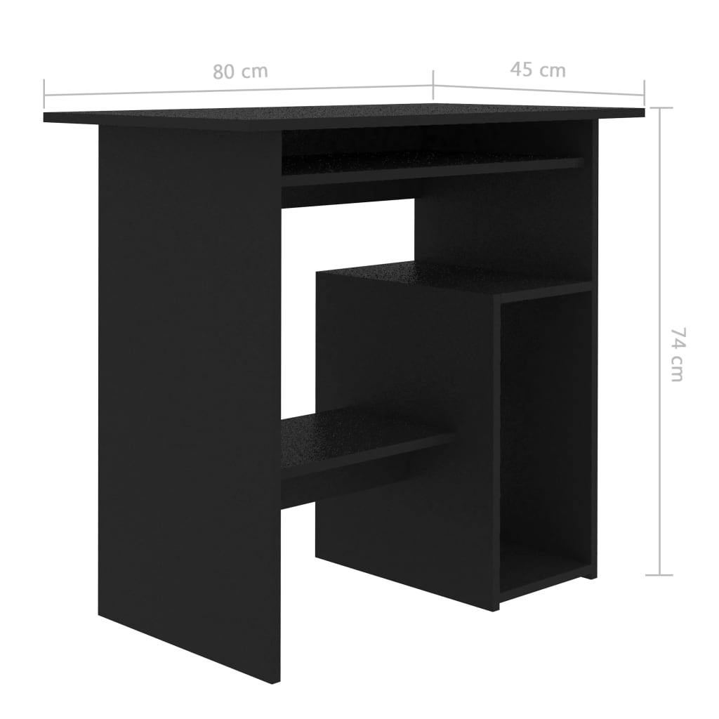 vidaXL Skrivbord svart 80x45x74 cm spånskiva