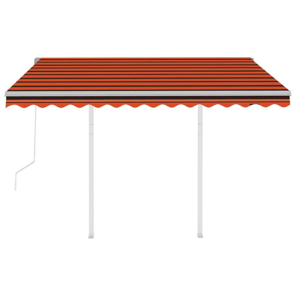 vidaXL Markis med stolpar automatisk infällbar 3,5x2,5 m orange/brun