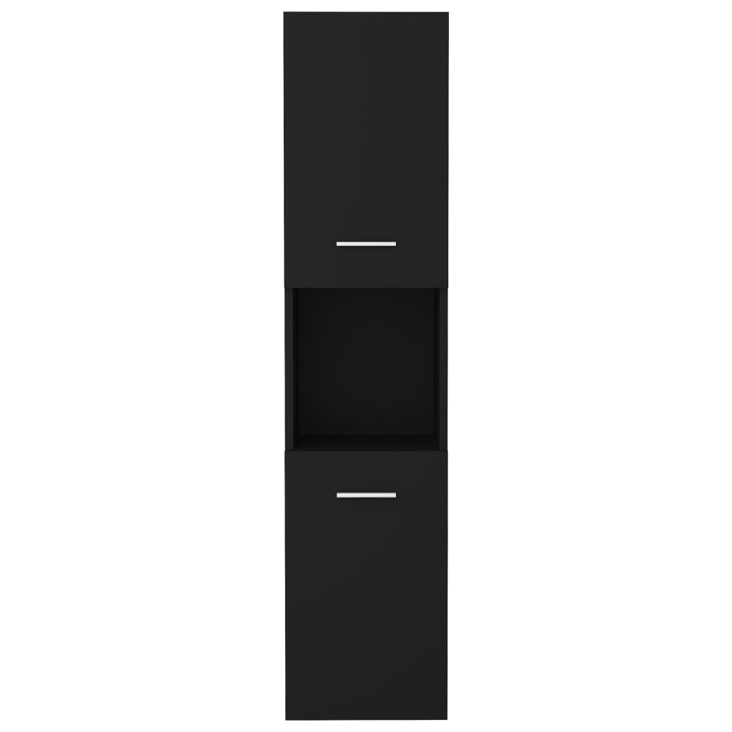 vidaXL Badrumsskåp svart 30x30x130 cm spånskiva