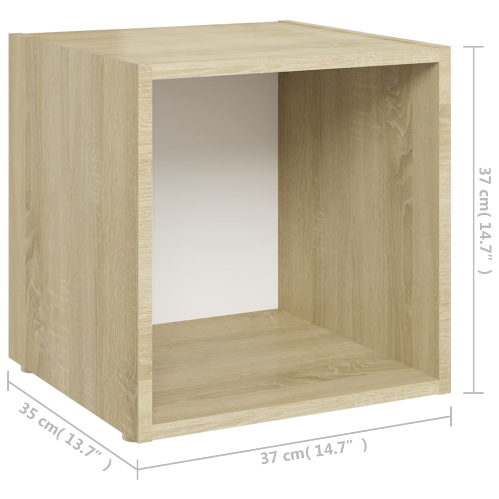 vidaXL TV-bänk vit och sonoma-ek 37x35x37 cm konstruerat trä