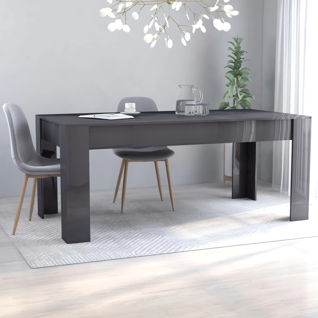 vidaXL Matbord grå högglans 180x90x76 cm konstruerat trä