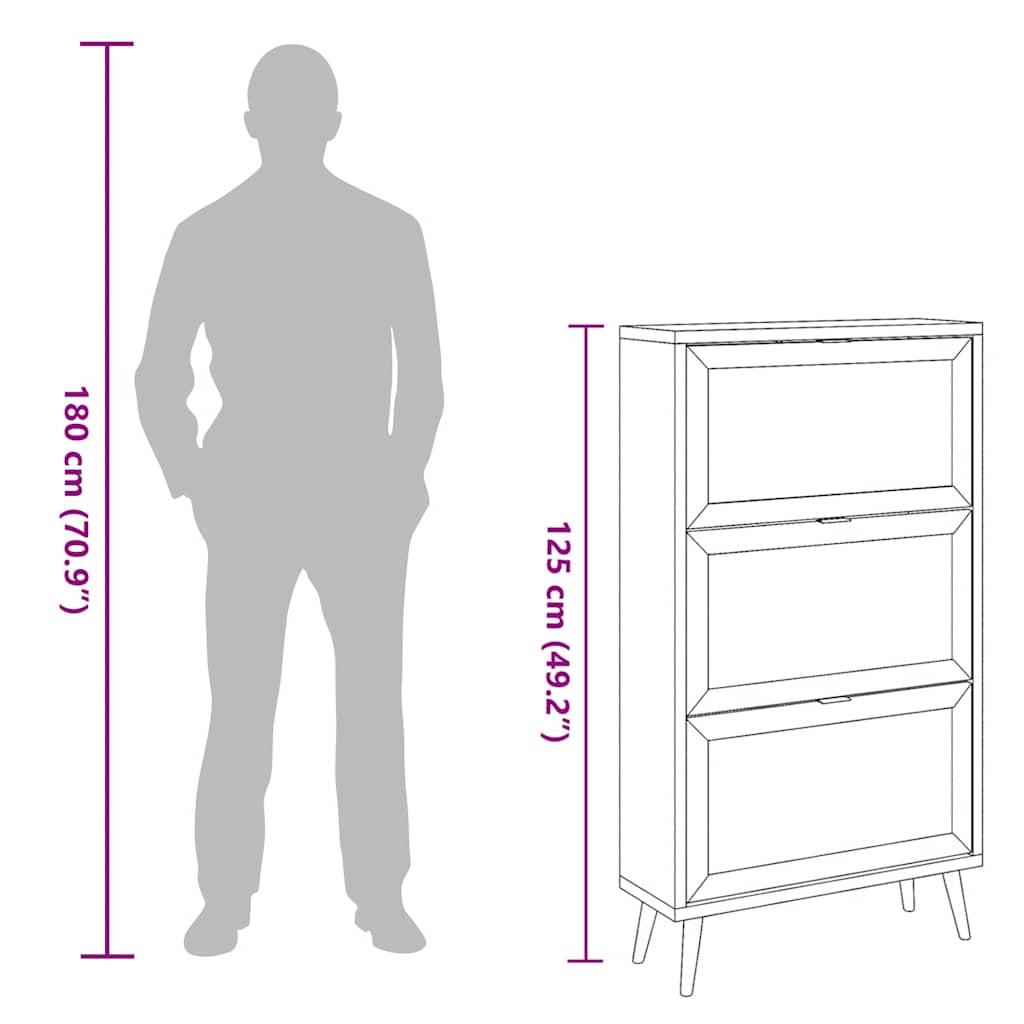 Armoire à chaussures Ubud - couleur chêne - 125x70x24 cm | Leen Bakker