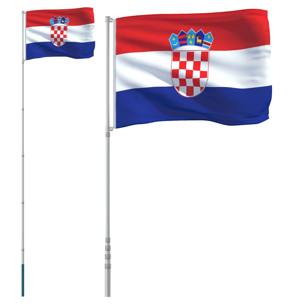 vidaXL Kroatiens flagga med flaggstång 5,55 m aluminium