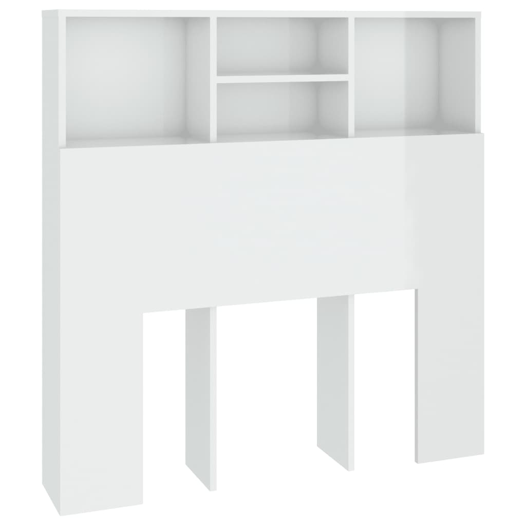 vidaXL Sänggavel med förvaring vit högglans 100x19x103,5 cm