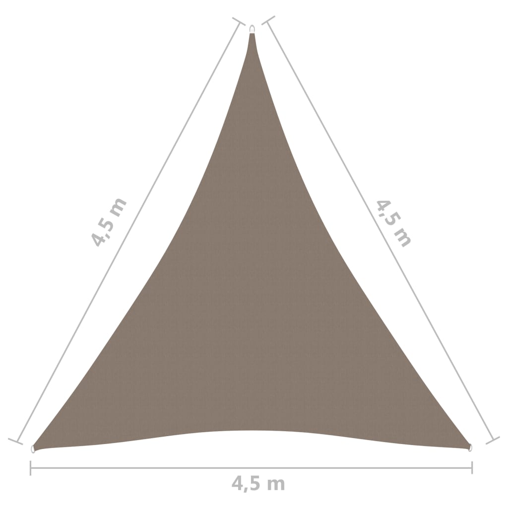 vidaXL Solsegel Oxfordtyg trekantigt 4,5x4,5x4,5 m taupe